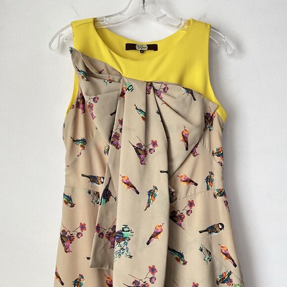 Eva Franco Anthropologie Mockingbird Aria Dress Sleeveless Tan Yellow 6 - Picture 6 of 9
